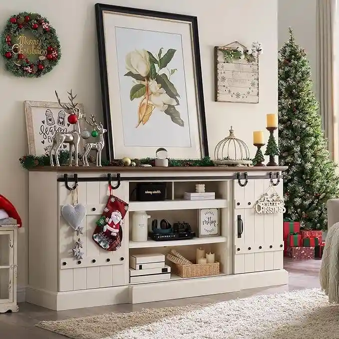 75 Farmhouse TV Stand, Media Console Table, Entertainment Center