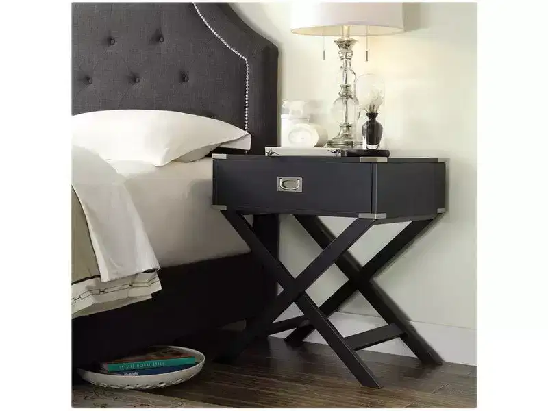 X-Base Wood Nightstand with Drawer | Black / Blue / Grey / Light Blue / Meadow Green / White | 1-Person