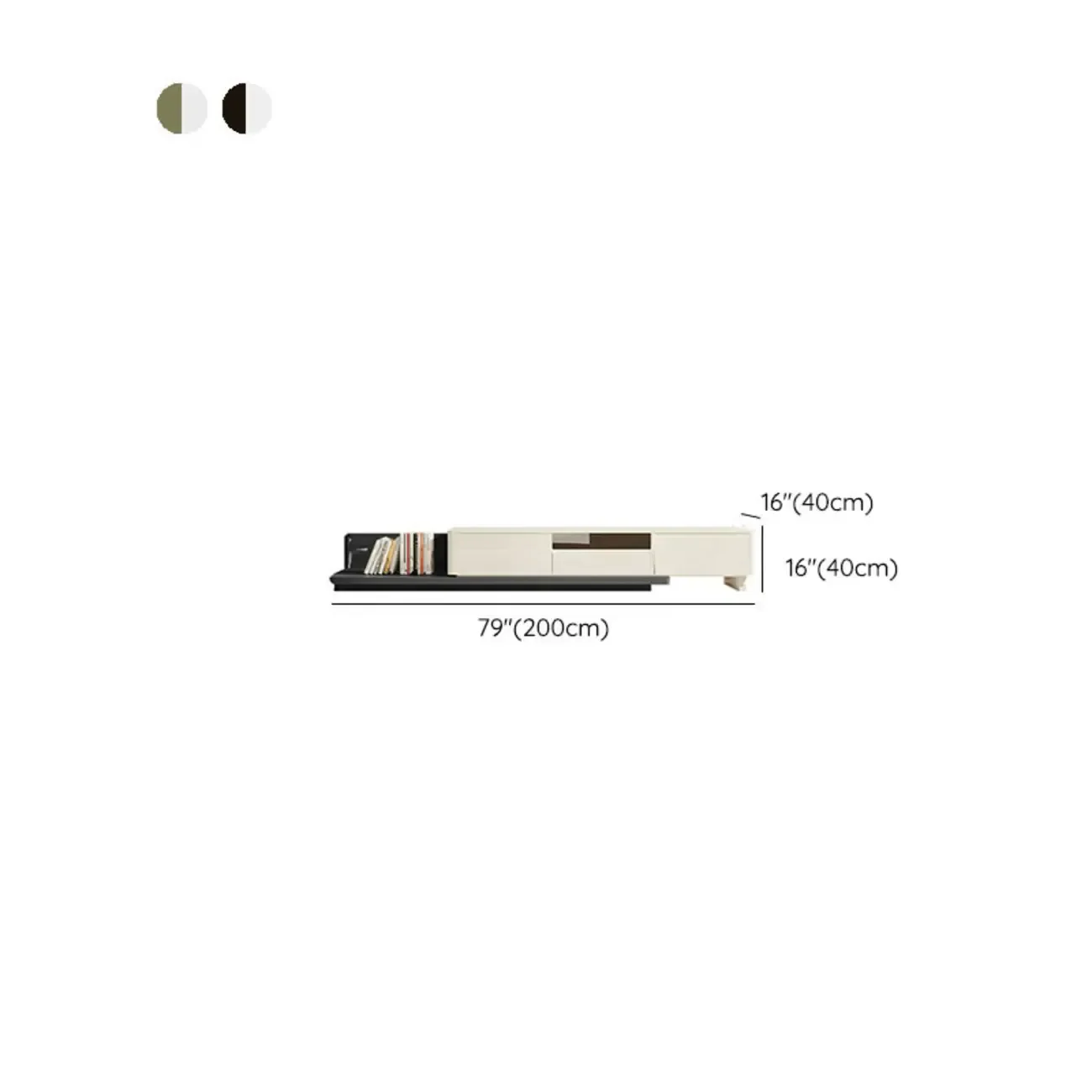 79 Green-White Wood Rectangle Cabinet TV Stand with Drawers