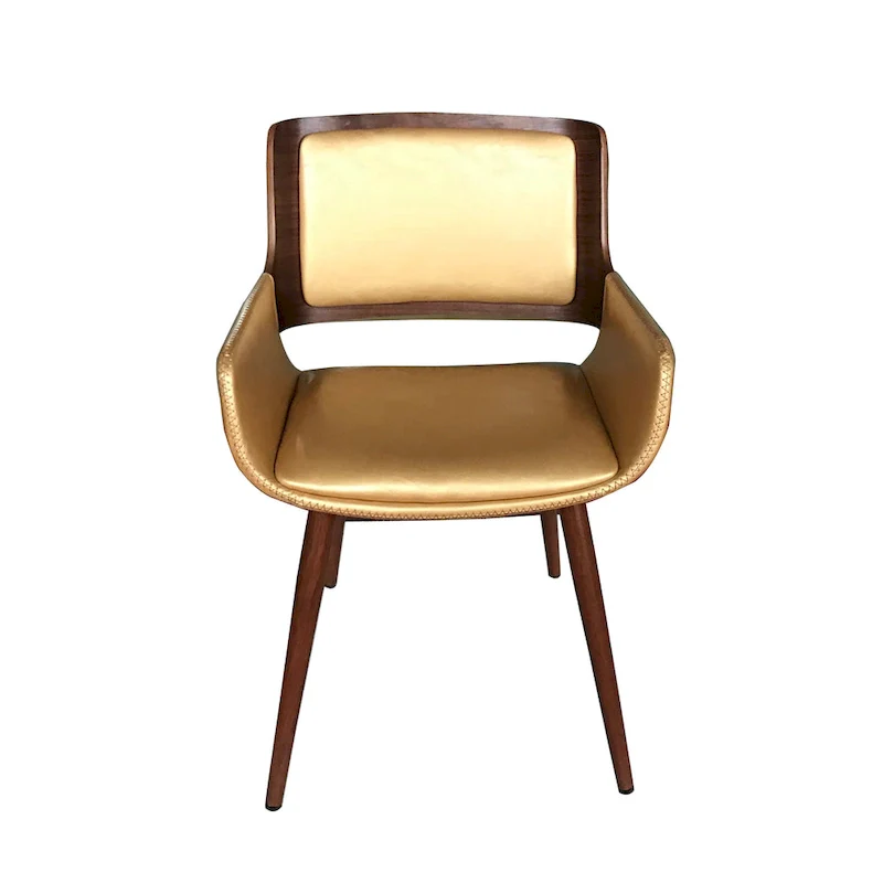Faux Leather Mid-Century Dining Chair with Metal Legs