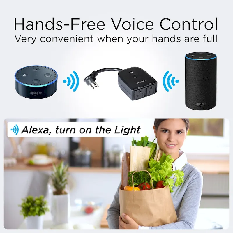 Outdoor Smart Dual Plug - WiFi Remote App Control for Outdoor Decor; Compatible with Alexa and Google Home Assistant - White