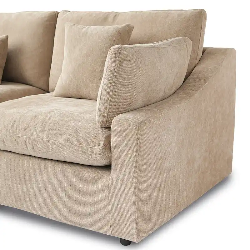 Modern Comfy Linen Sectional Sofa 3-Seater Down Filled Cloud Couch