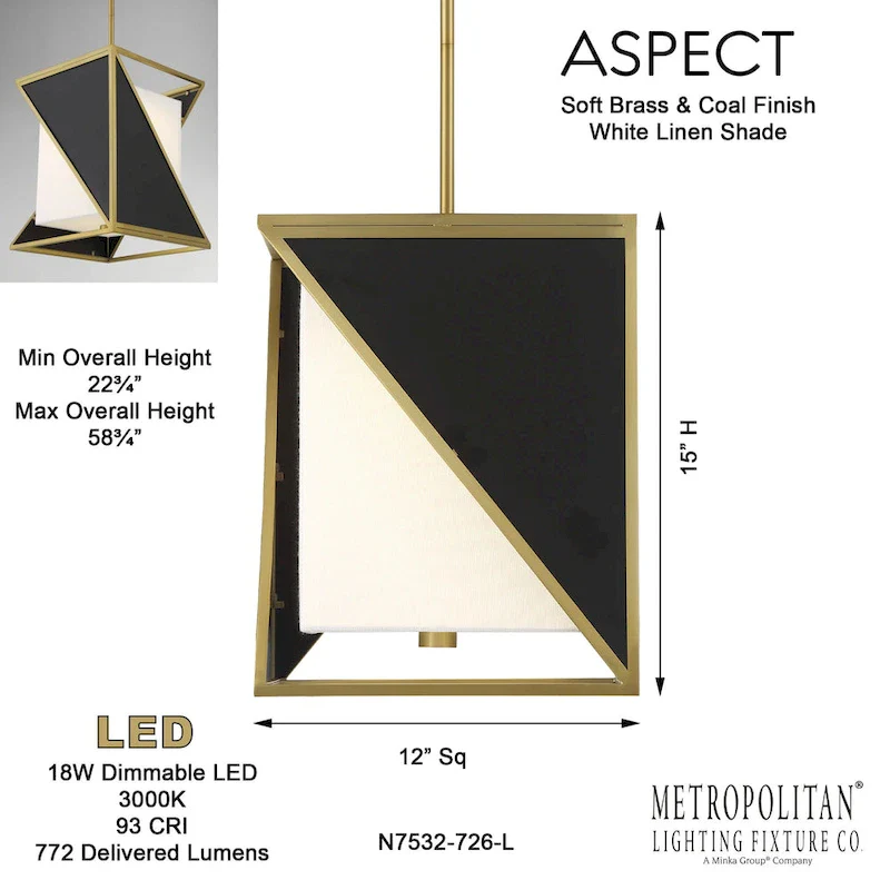 Metropolitan Aspect White Coal and Soft Brass LED Lights Pendant