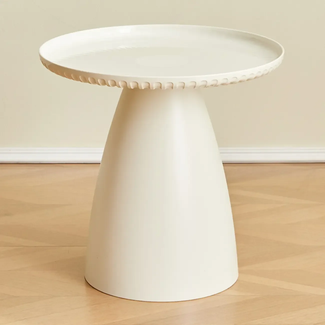 White Stylish Plastic Round End Table for Living Room