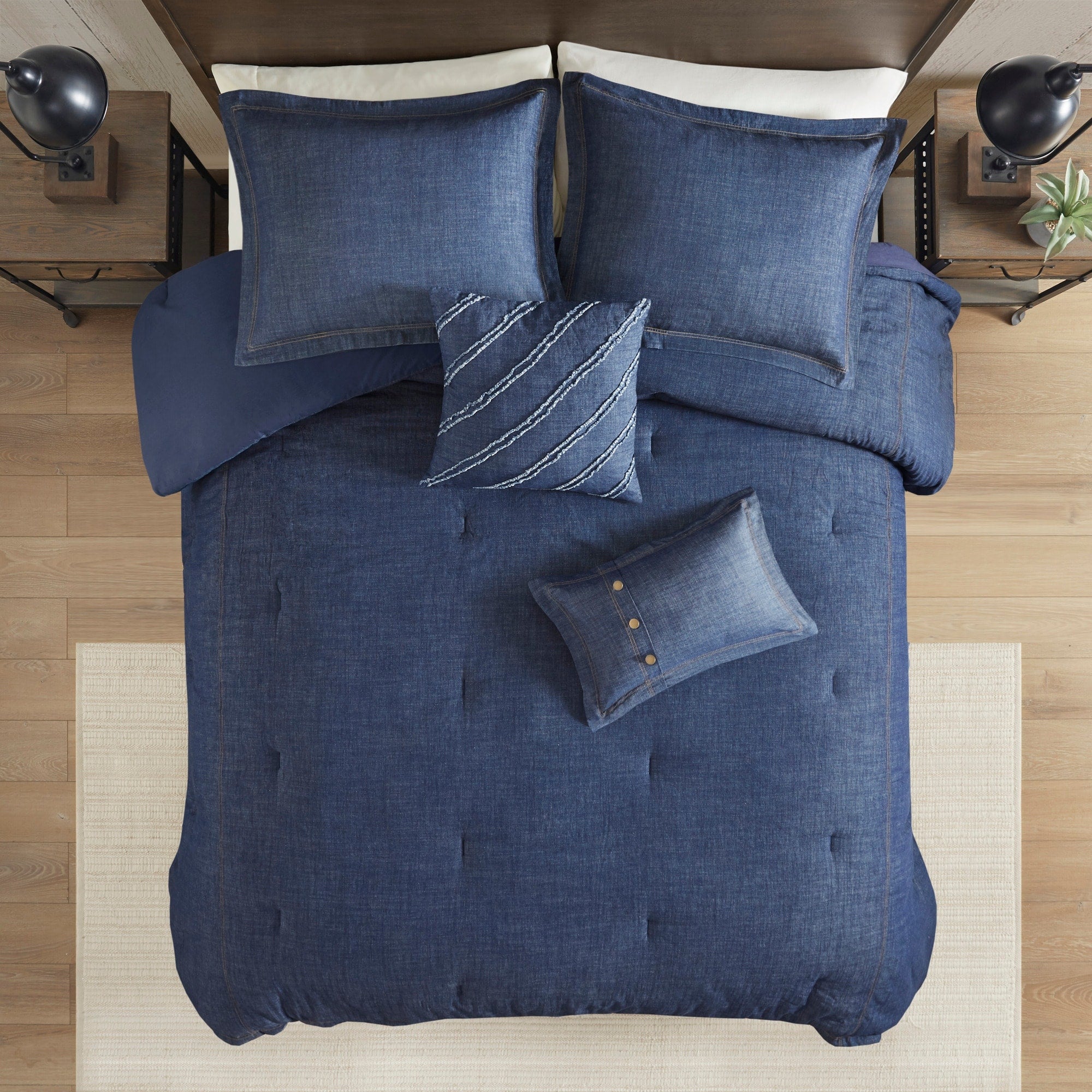 Woolrich Perry Blue Oversized and Overfilled Denim Comforter Set