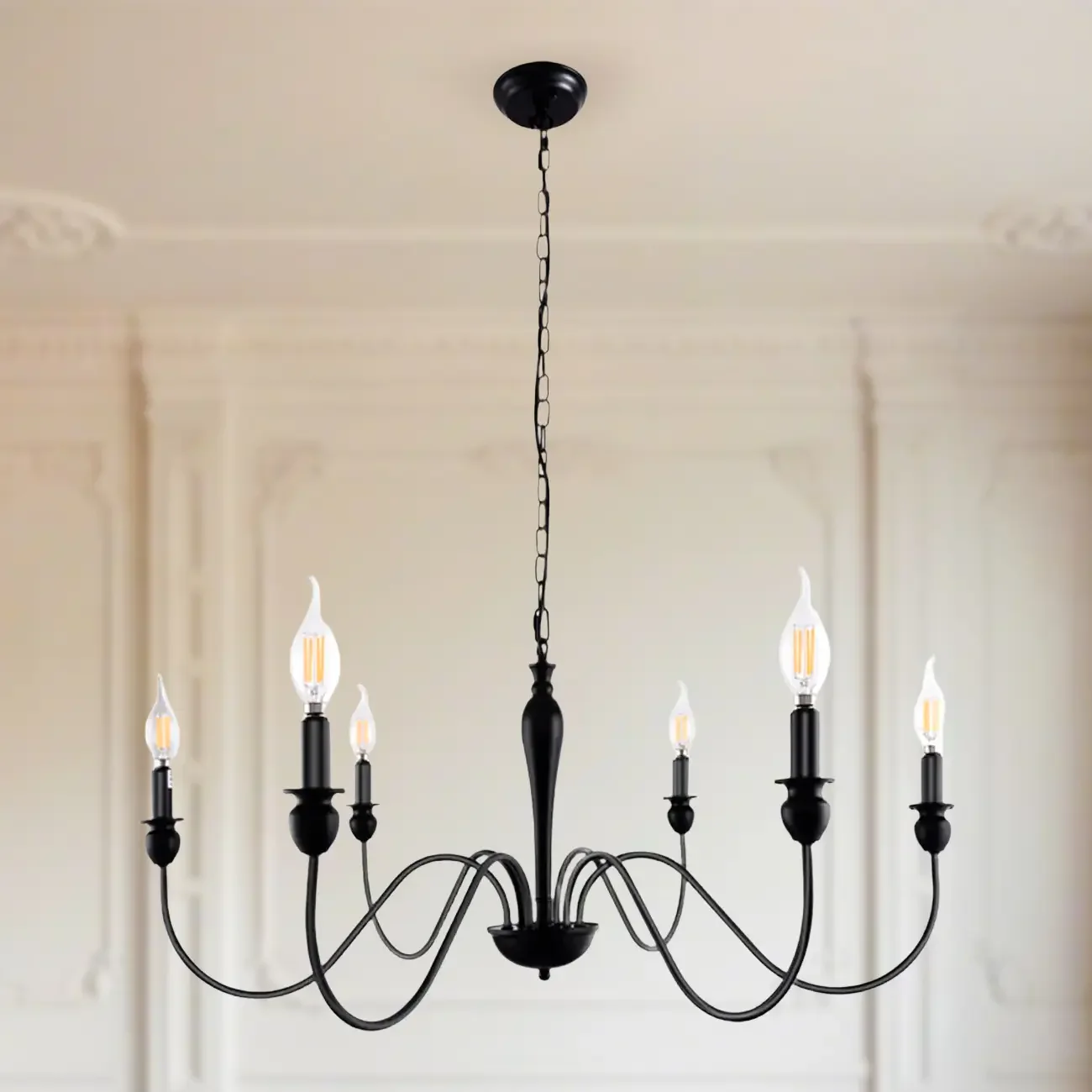 Industrial Black Chandeliers at Home with Adaptable Height