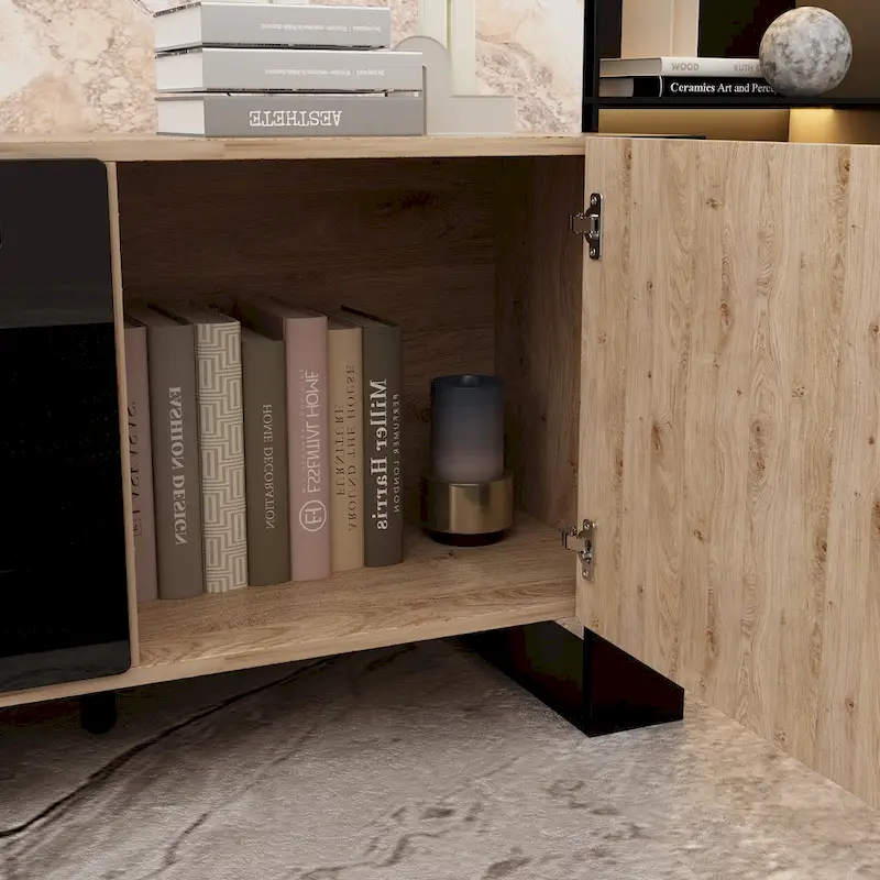 Luxurious TV Stand & Fireplace Combo Integrated LED Fireplace Features