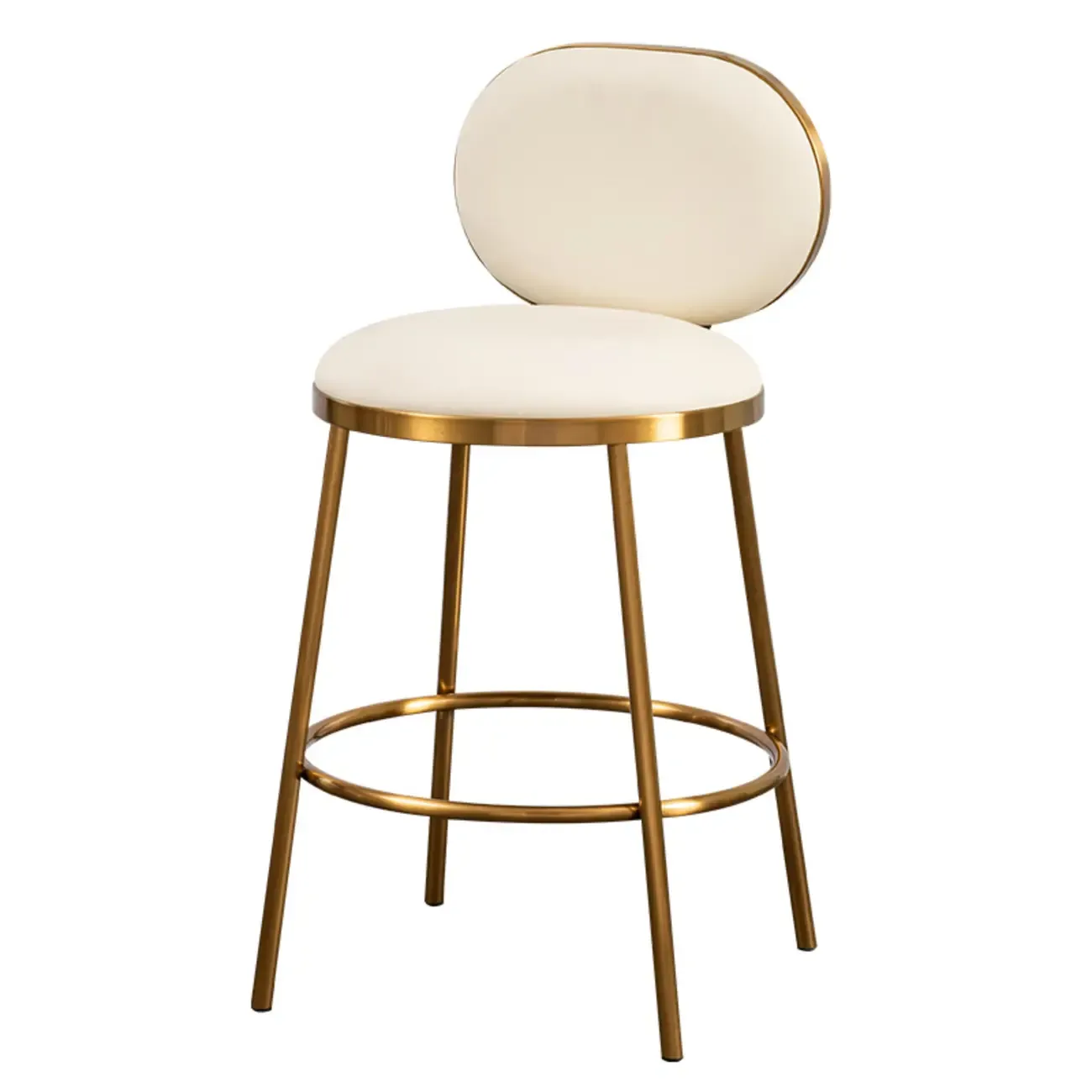 Modern 4-Leg Metal Faux Leather Upholstered Bar Stools