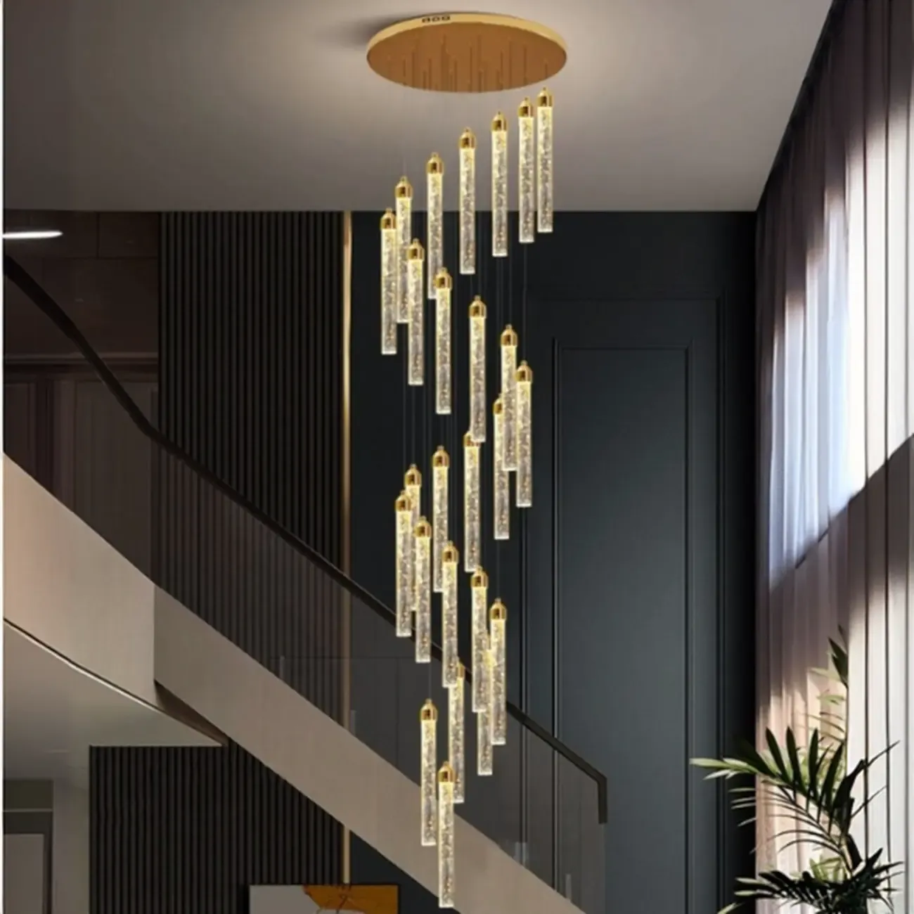 Modern Spiral Crystal Gold LED Chandelier Pendant Light