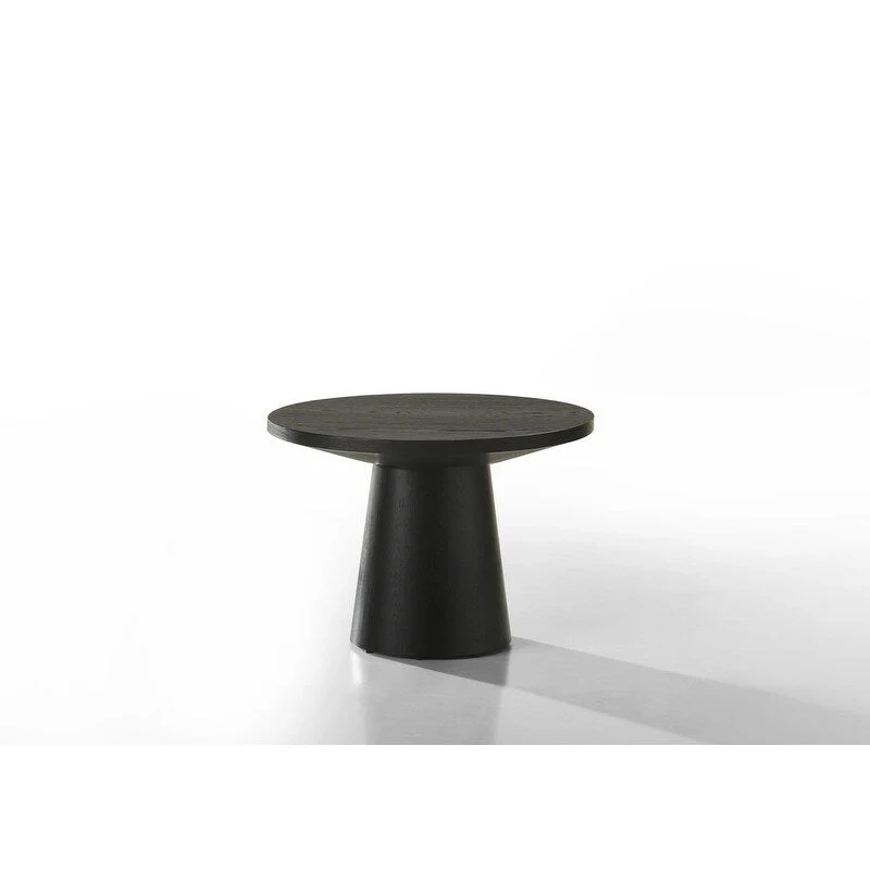 Grantham Black 22W Round End Table with Pedestal Base
