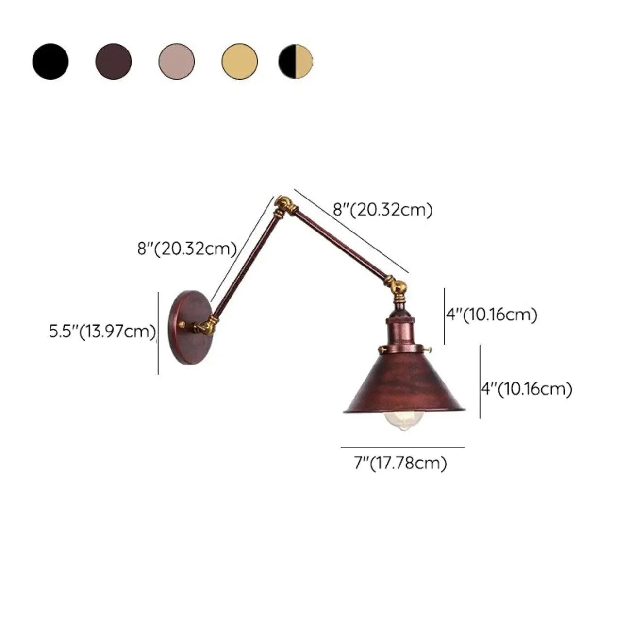 16-Inch Swing Arm Retro Metal Adjustable Wall Light