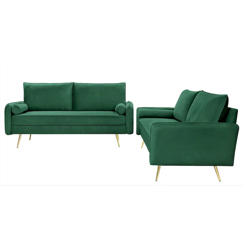 Villeda Velvet Mid-century modern 2PCS living room set