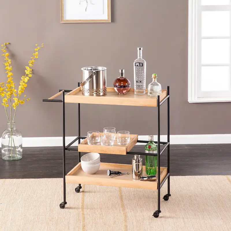 SEI Furniture Livingston Rolling Bar Cart