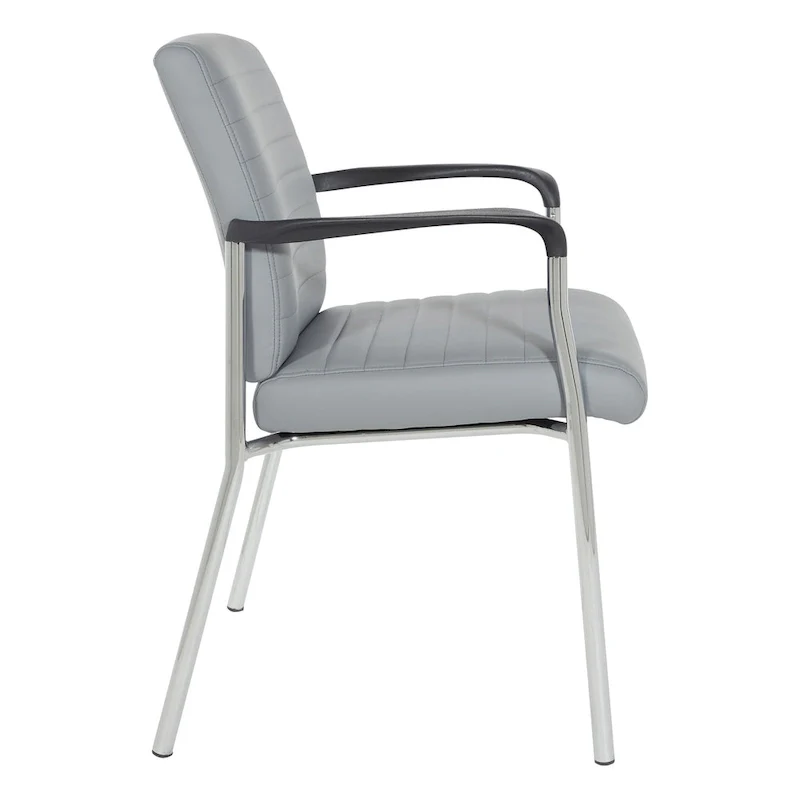 Guest Chair with Faux Leather and Chrome Frame