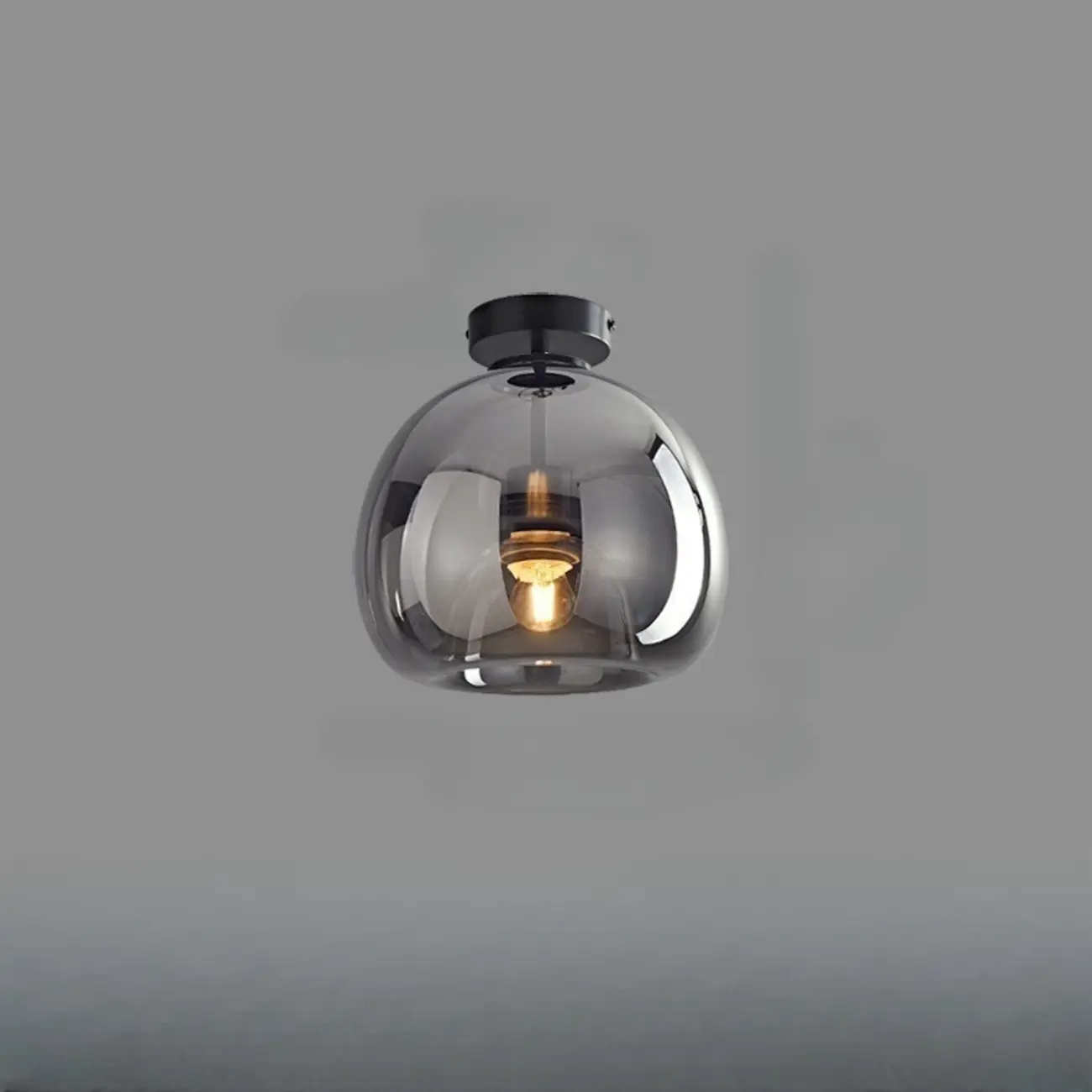 Modern Mini Clear Smoke Glass Dome Semi Flush Ceiling Light