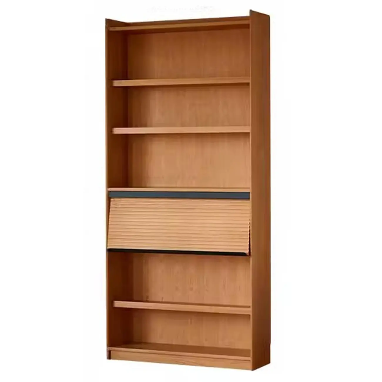 Adjustable Solid Wood Brown Display Cabinet with Light