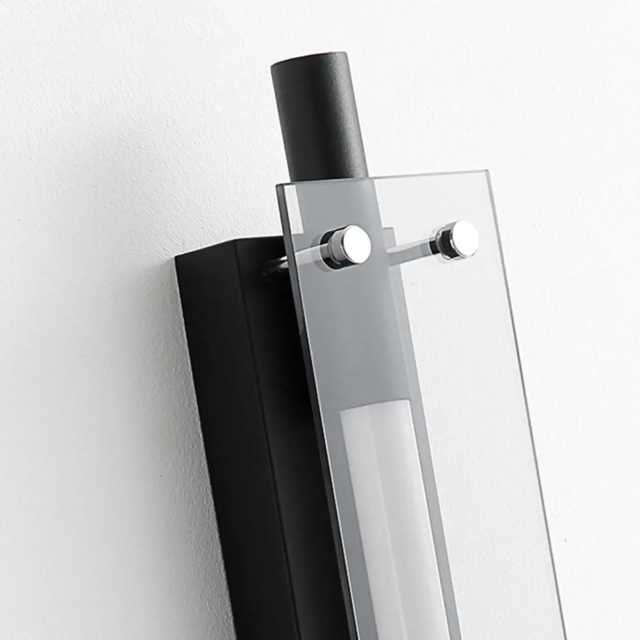 Modern Black Metal Linear Plastic Shade Wall Sconce