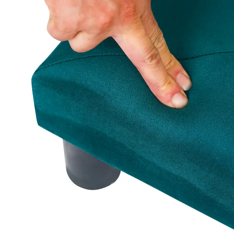 Adeco Velvet Foot Stool Ottoman with Tufted Button