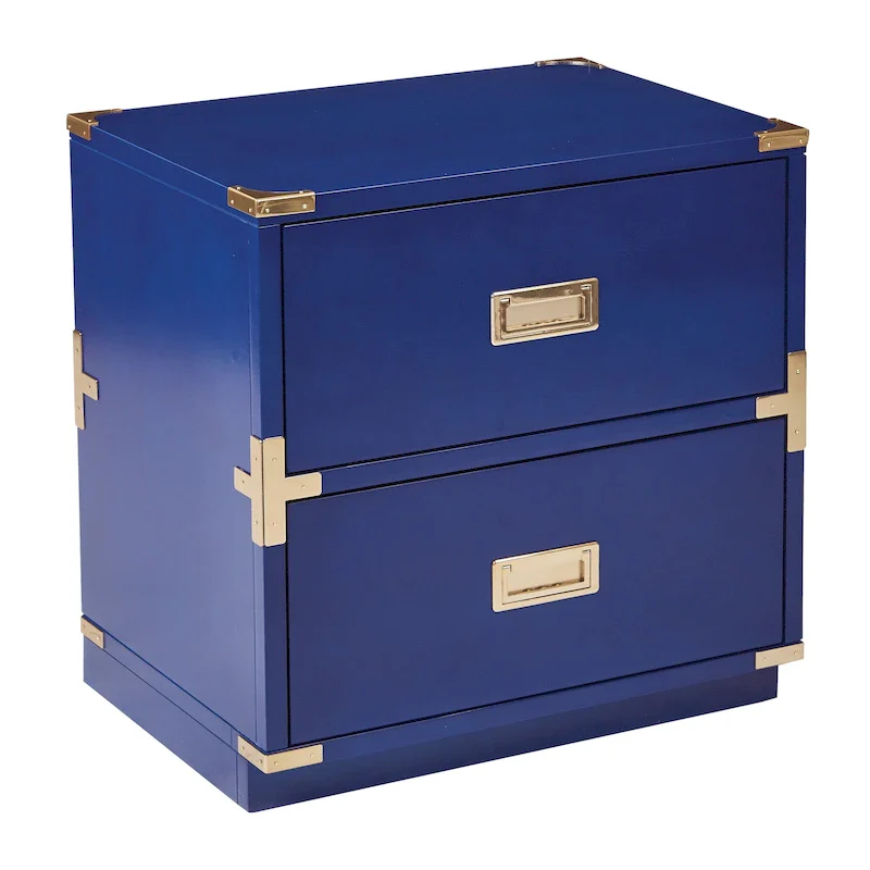 2-Drawer Storage Cabinet - Blue/Wheat/White - Bedside Table