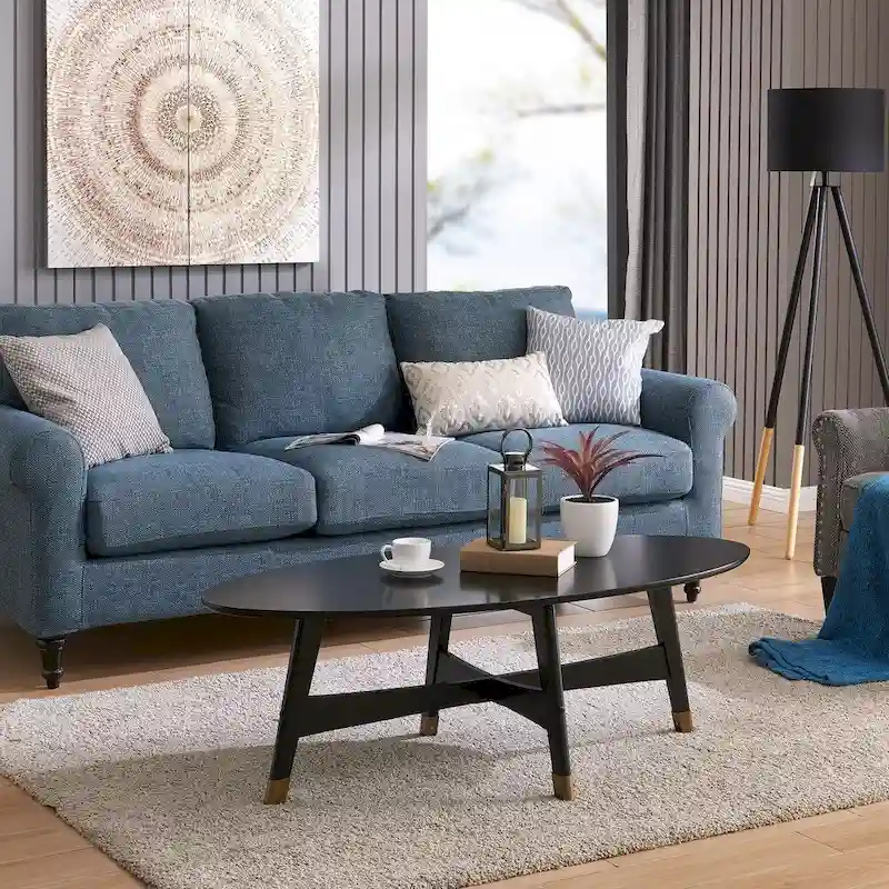 SEI Furniture Rhoda Mid Century Modern Oval Wood Coffee Table