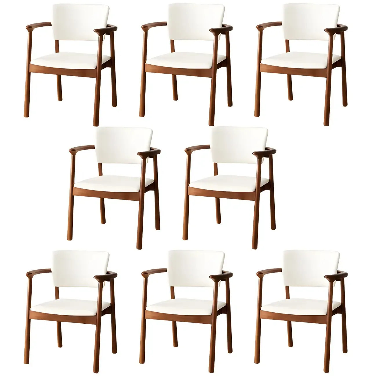 Modern Upholstered Rubberwood Arm Dining Chair Set of 2