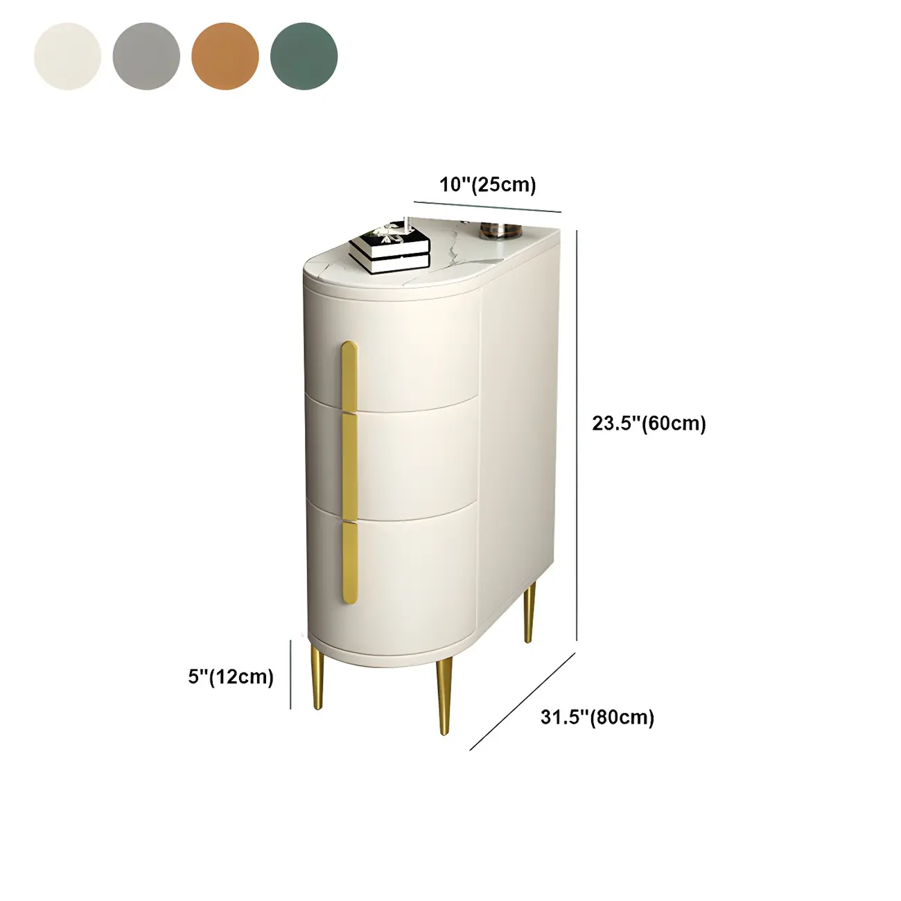 Modern Narrow Bedside Table with 3 Drawers