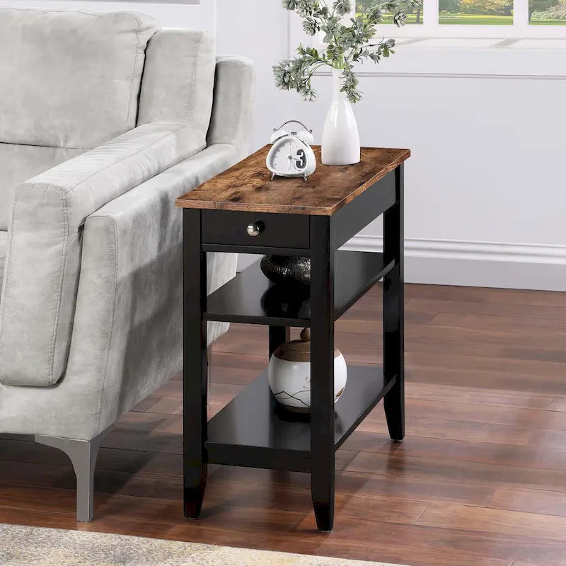 Convenience Concepts American Heritage 1 Drawer Chairside End Table with Shelves