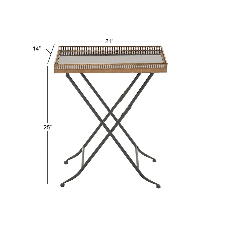 Gold Metal Accent Table, 14W x 21L x 25H