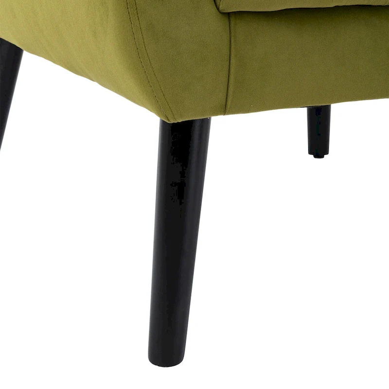 Green Velvet 29.53 Upholstered Tufted Accent Chair with Solid Black Wood Legs