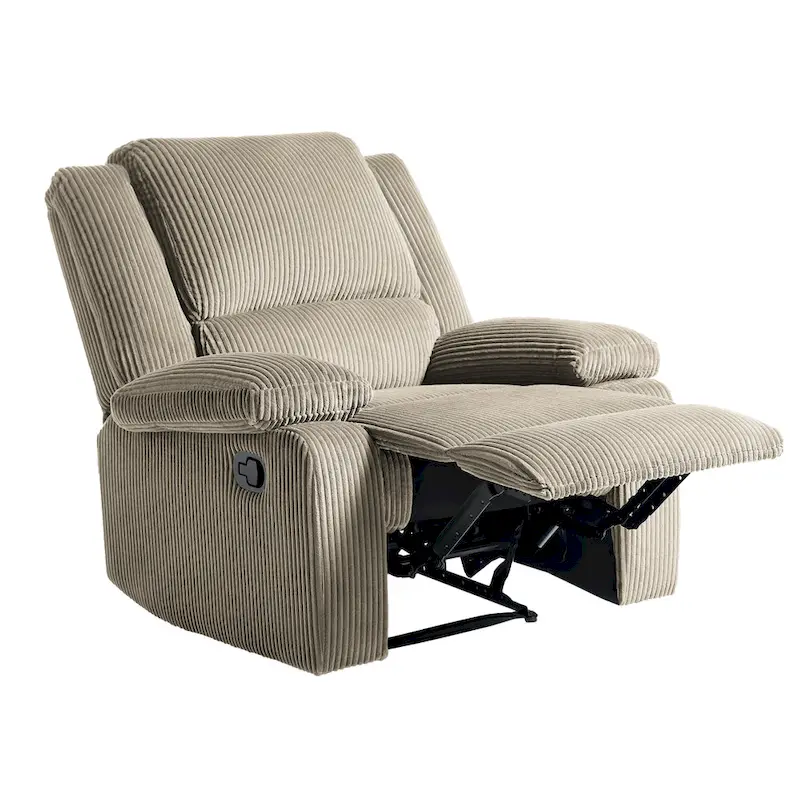 Vegan Leather Upholstered Push Back Manual Recliner Chair