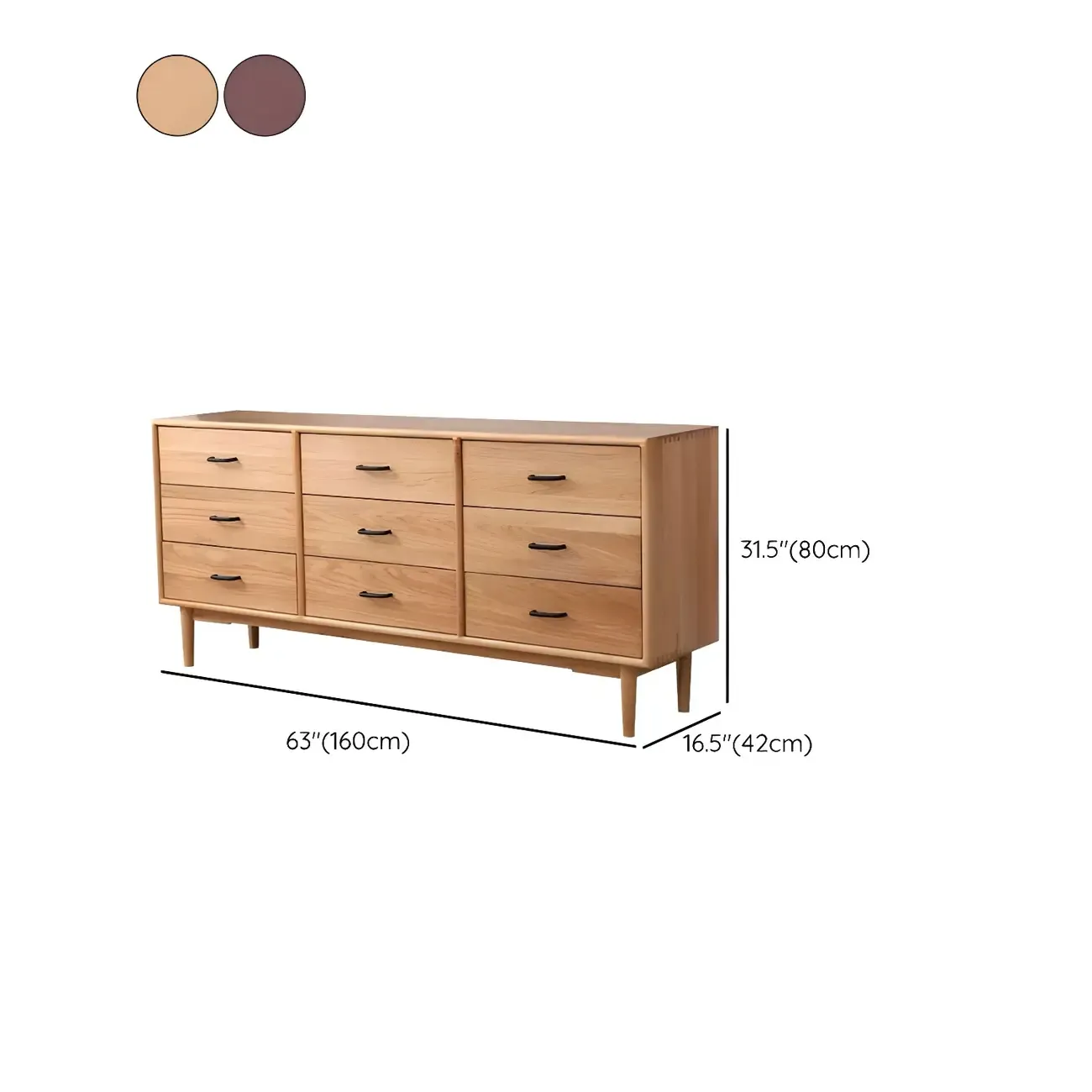 Classic Pine Wood Natural Double Dresser