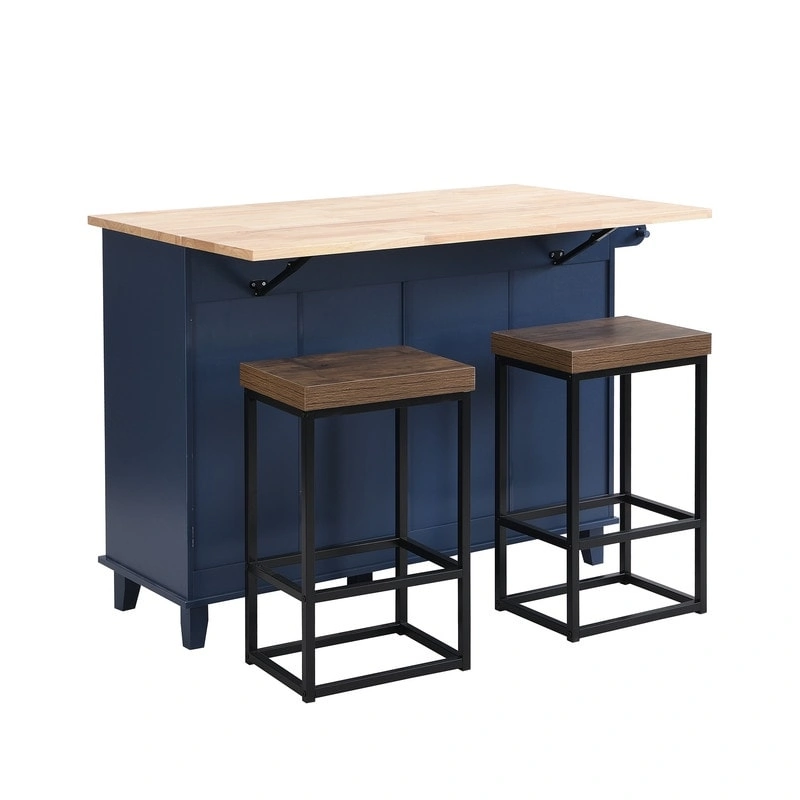 Kitchen Island Set with Drop Leaf and 2 Seatings