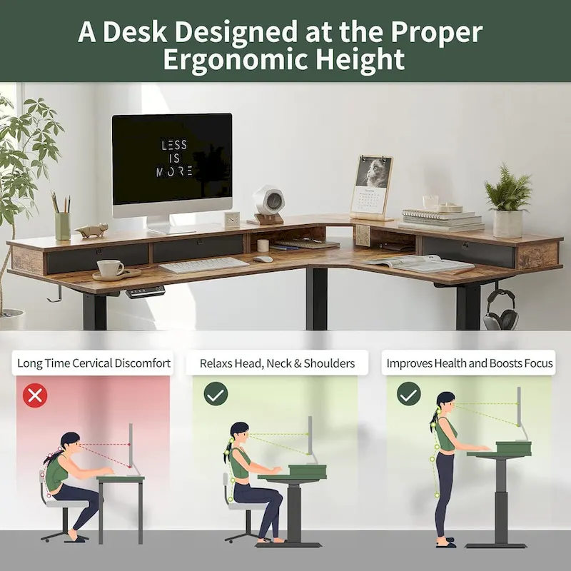 FEZIBO/Home Office Furniture/Brown&Black/Wood/Standing Desk/Desks