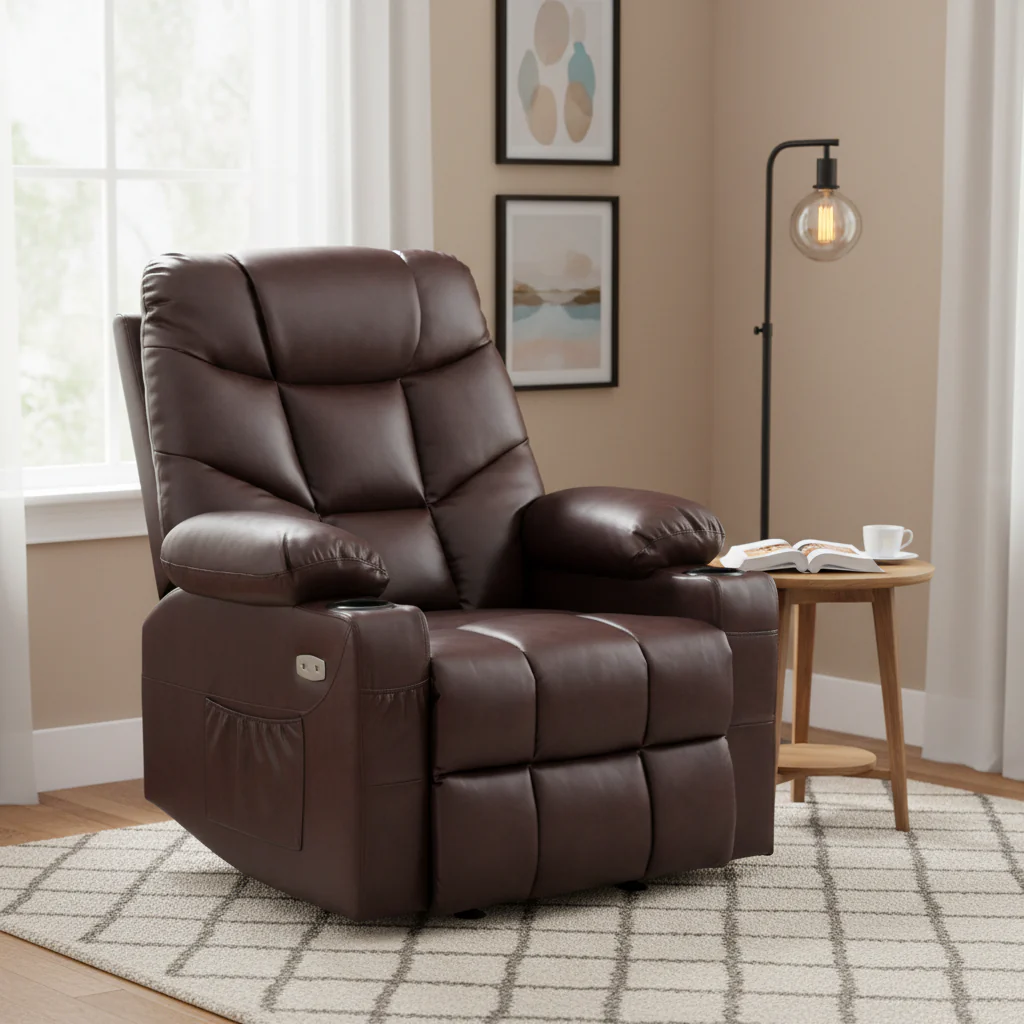 Manual Glider Rocker Recliner Chair with USB Ports