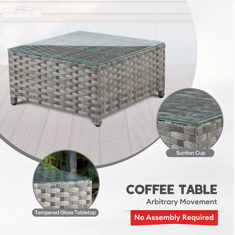 XIZZI 6-piece Patio Wicker Furniture Set with Coffee Table