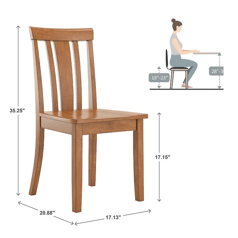 Wilmington II 48-Inch Rectangular Oak Finish 5-Piece Dining Set