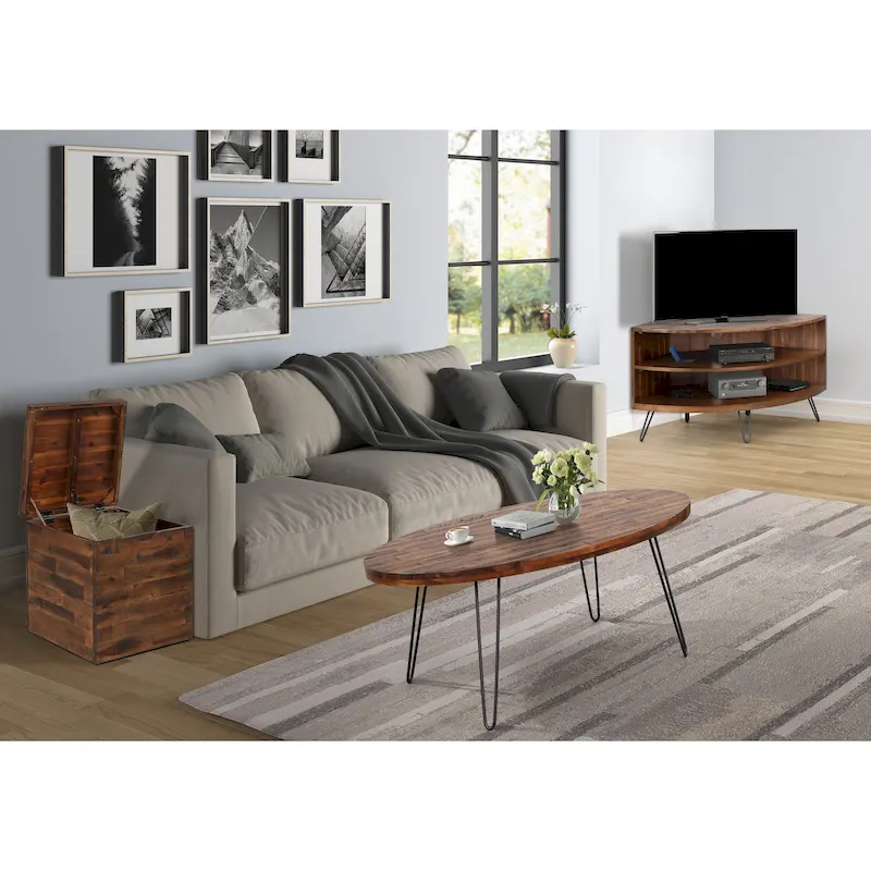 Raffles 44 Wood Oval Cocktail Table