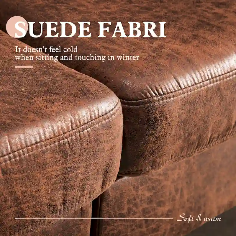 Brown Suede Reversible Chaise Sofa - 2-3 Seater