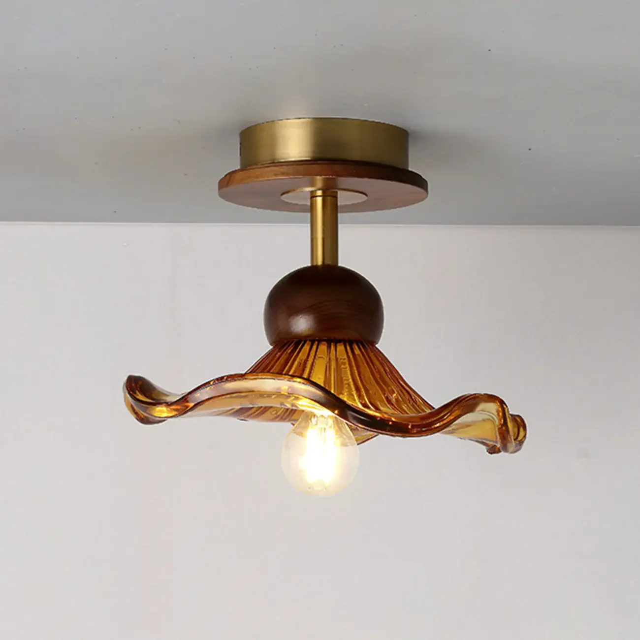 Caramel Gradient Glass Dome Semi Flush Ceiling Light