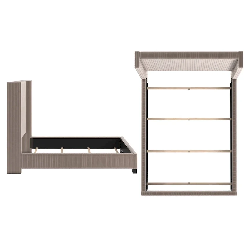 Cesky Pleated Velvet Wingback Bed