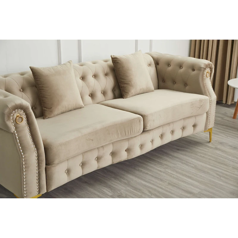 35 D x 85 W x 30.3 H Velvet Chesterfield Button-tufted Sofa