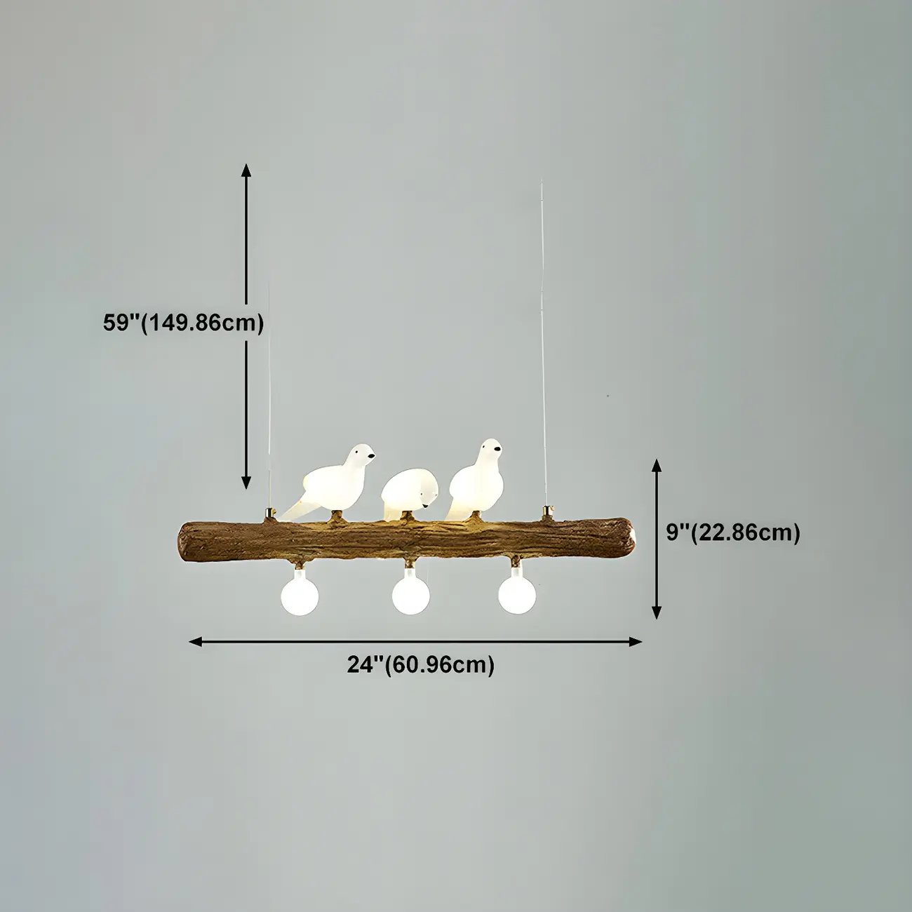 Rustic Wood LED Bird Island Chandelier
