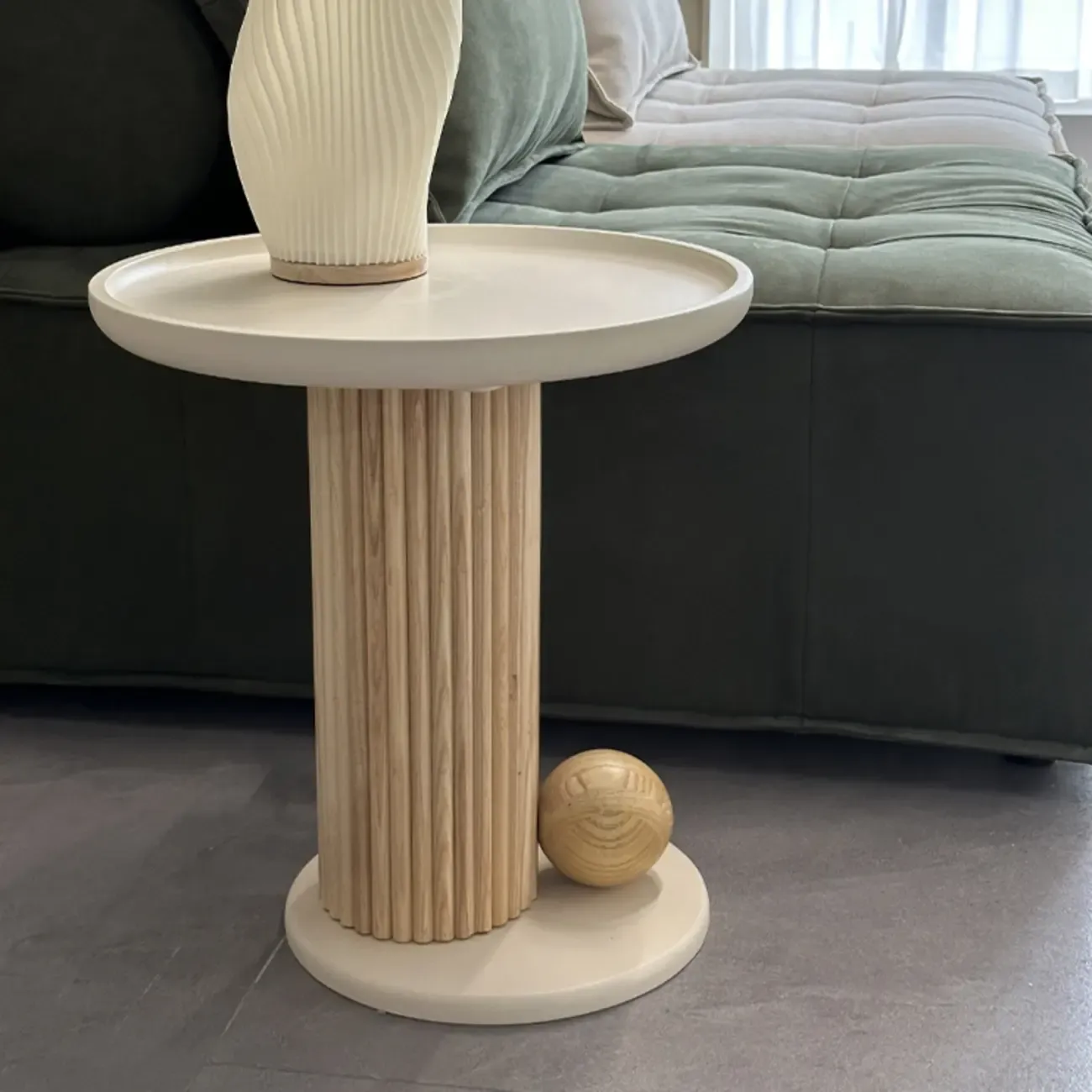 White Scandinavian Stylish Round Wood Coffee Table