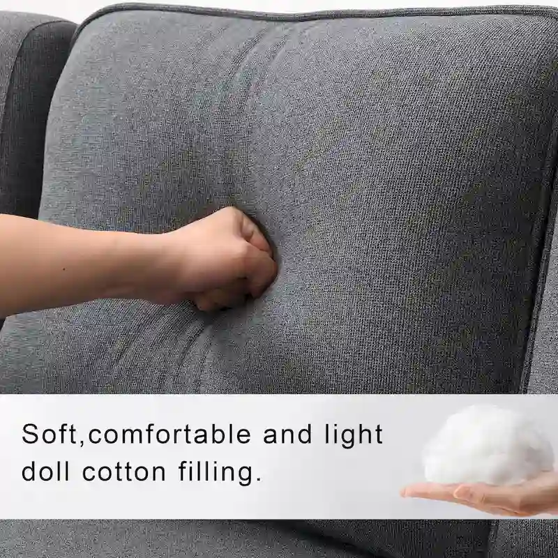 104 4-Seater Modern Linen Fabric Sofa with Armrest Pockets and 4 Pillows