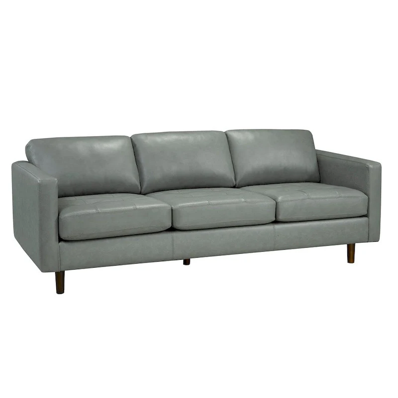Top Grain Leather Sofa & Loveseat Set, Tufted, Kiln-Dried Hardwood, Sinuous Spring, Seats 5, Grey