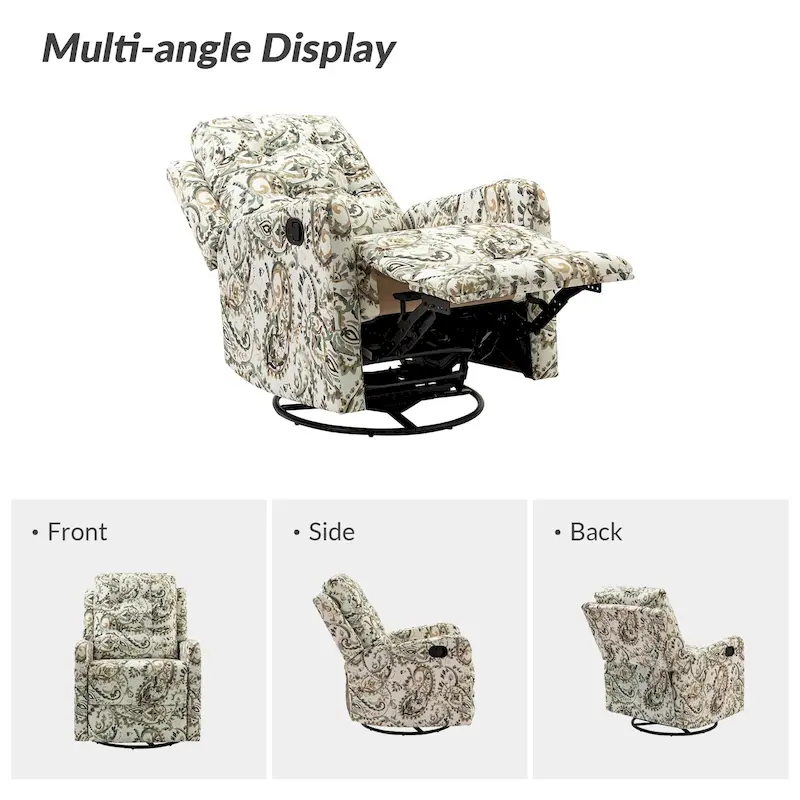 Manual Swivel Recliner with Tufted Back Set of 2