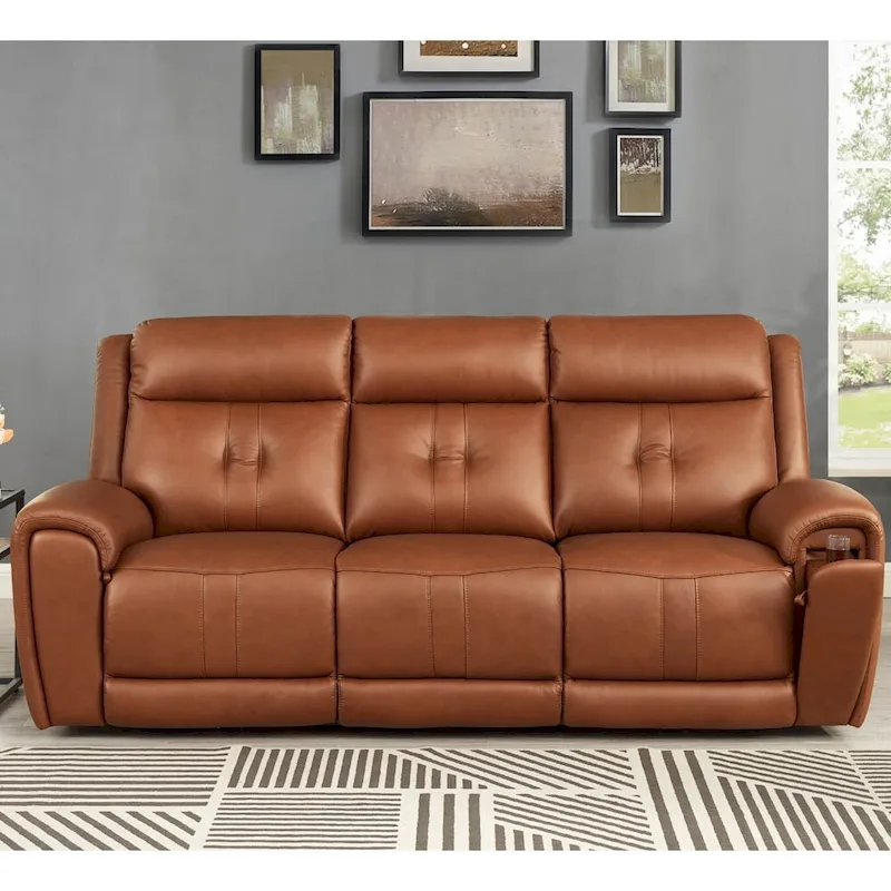 Hydeline Emma Zero Gravity Power Recline & Headrest Top Grain Leather Sofa & Loveseat Set with Cup Holders