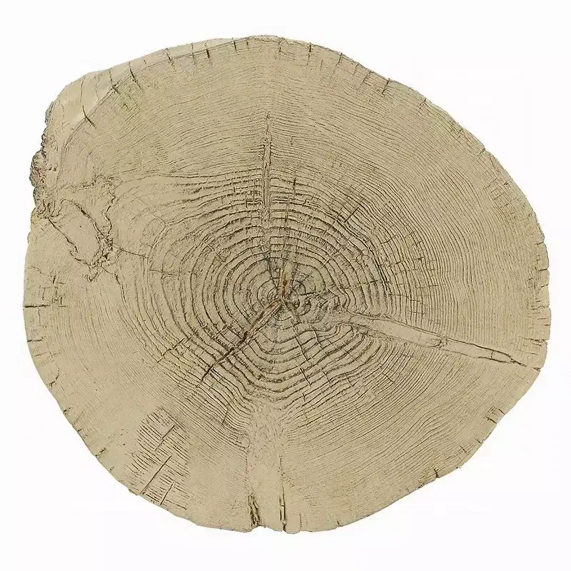 Accent Table, Light Natural Brown Cement, Log Shape, 14 Inch