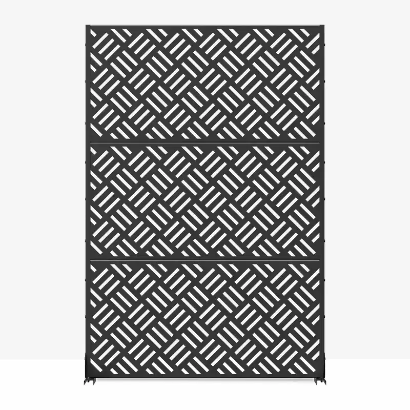 MAYEERTY 72 inch Room Divider Galvanized Frame Privacy Screen Freestanding Garden Fence Patio Black