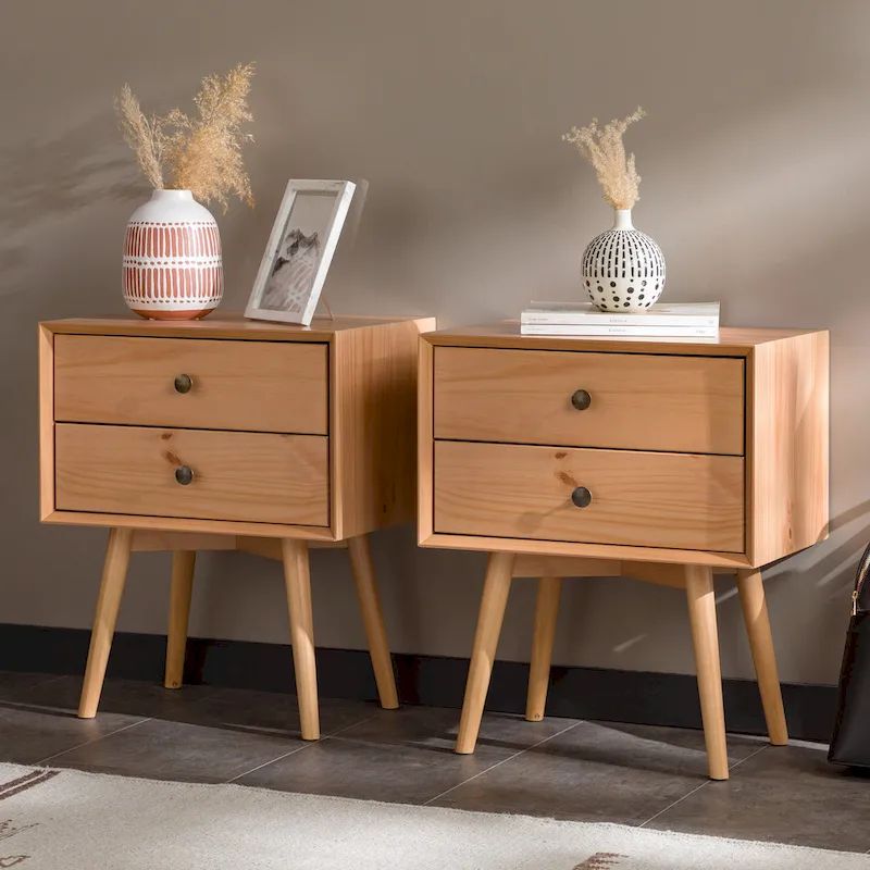 Middlebrook Mid-Century Solid Wood 2-Drawer Nightstand (Set of 2)